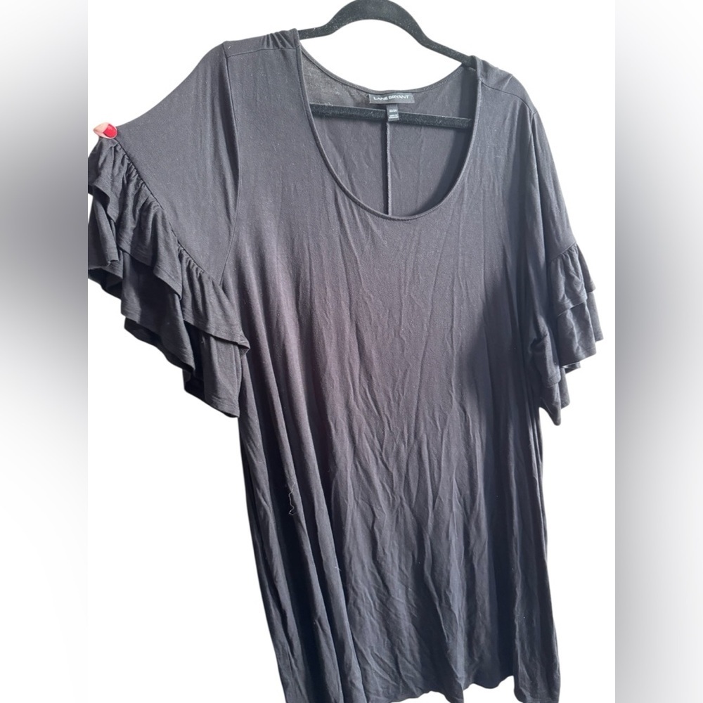 Lane Bryant Black Ruffle Sleeve Dress 22/24 - Picture 2 of 8